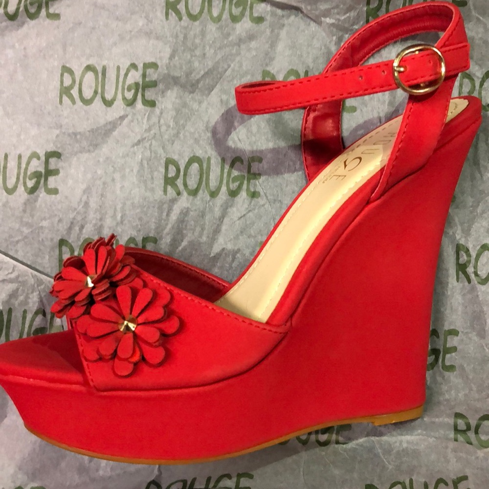 Rouge Pompey-77 Red Platform Wedge Sandal 🌹